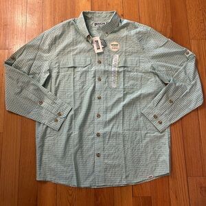 Duluth Trading NEW Untucked Shirt Men’s Size Large Tall Relaxed Green Plaid